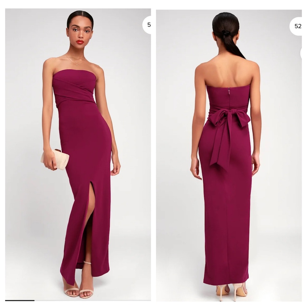 Lulu's Strapless Maxi Dress in Deep‎ Berry